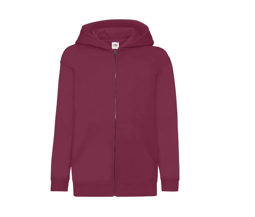 Veste zippée capuche enfant bordeaux SC62045 Fruit of the Loom 280g personnalisable sérigraphie DTF flocage