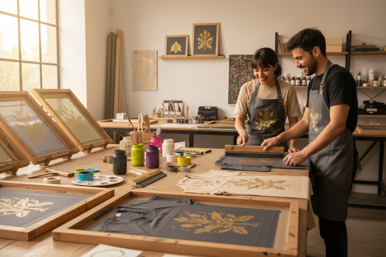 Atelier de sérigraphie textile - Cours et formation personnalisation - Team building créatif - COCO PYLA Biscarrosse