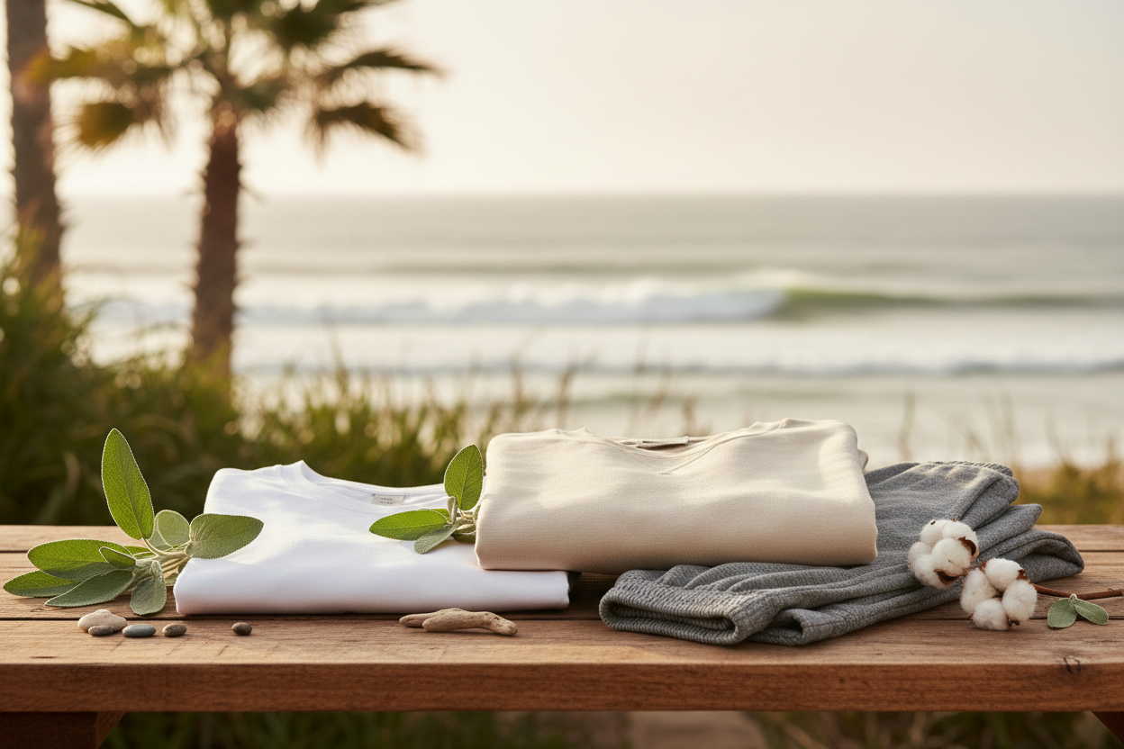 Textile bio éco-responsable coton certifié recyclé COCO PYLA Biscarrosse Plage