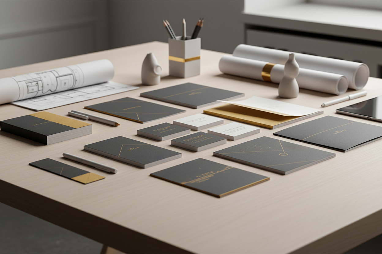 Atelier de création graphique et impression personnalisée avec designer travaillant sur des maquettes, entouré de produits personnalisés : t-shirts, casquettes, mugs et sacs COCO PYLA