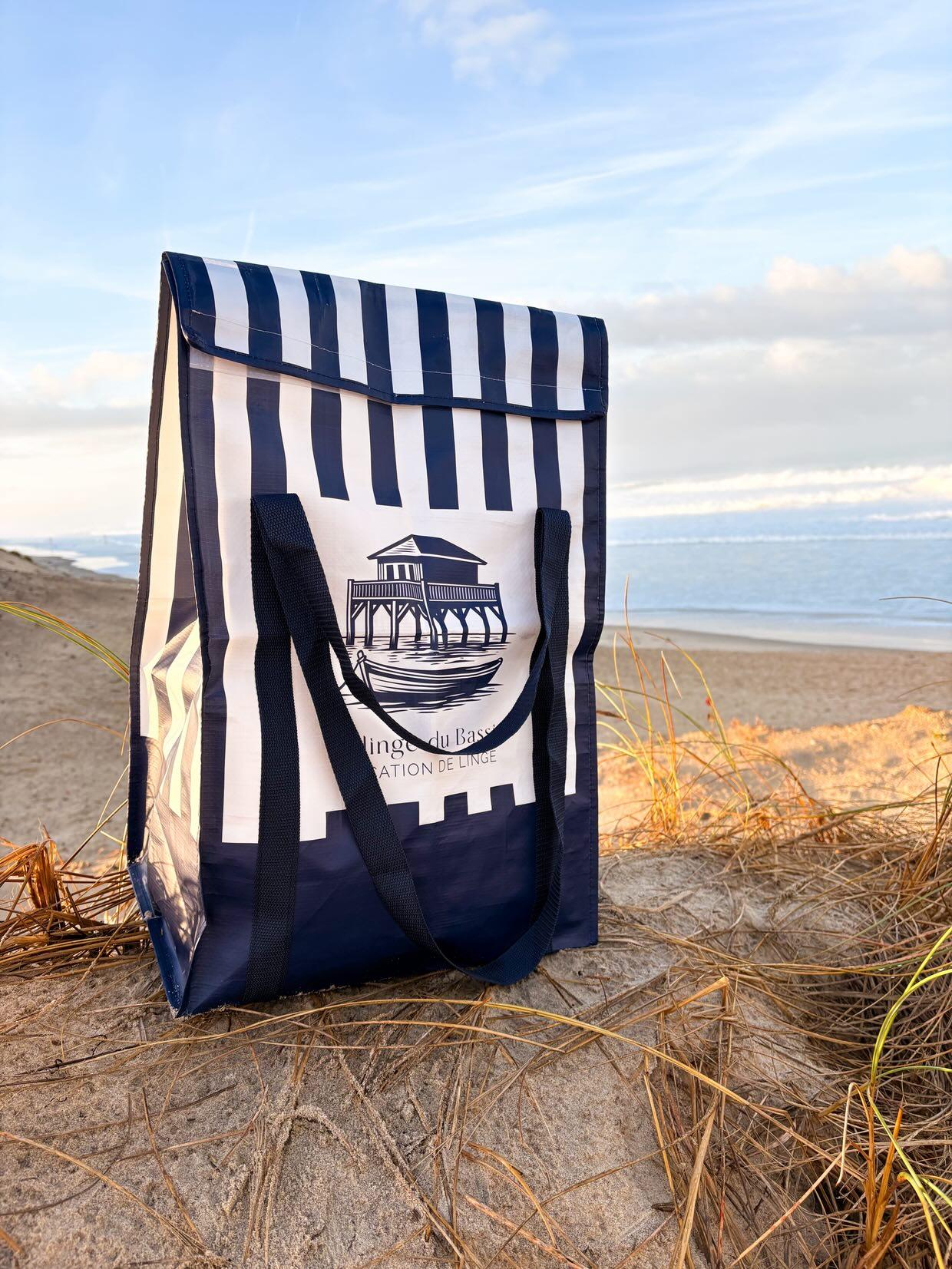 Sac à linge personnalisable avec pochette transparente - Double anse confort - Capacité lit double pour location saisonnière - COCO PYLA