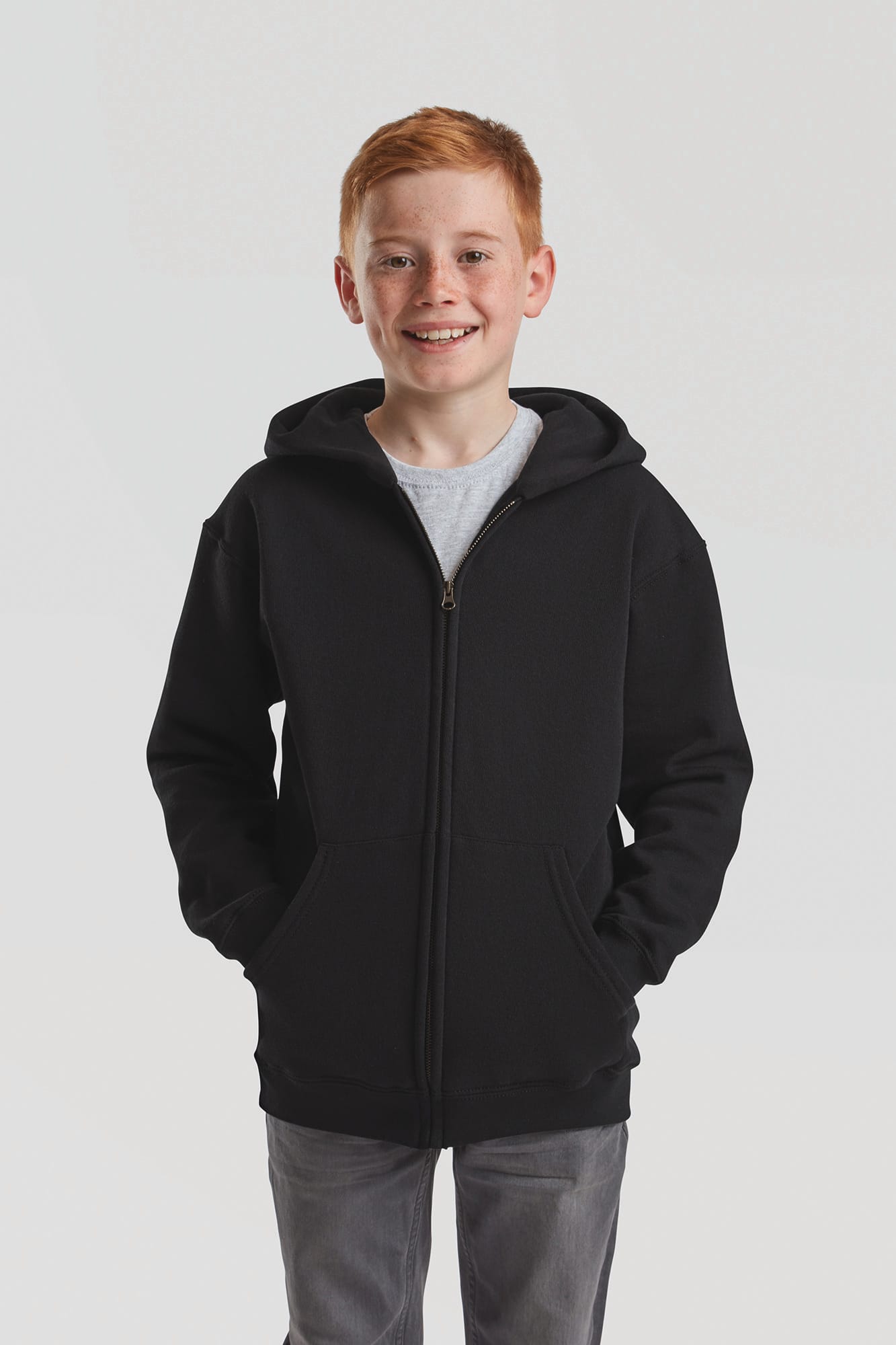 Veste zippée capuche enfant noir Fruit of the Loom SC62045 personnalisation express 1h Biscarrosse Plage
