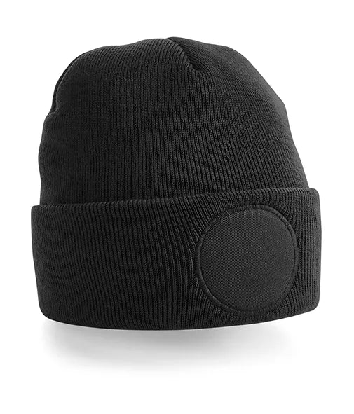 Bonnet Beechfield BF446 noir avec patch rond personnalisable - COCO PYLA Biscarrosse