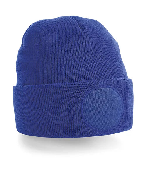 Bonnet Beechfield BF446 bleu royal avec patch rond personnalisable - COCO PYLA Biscarrosse