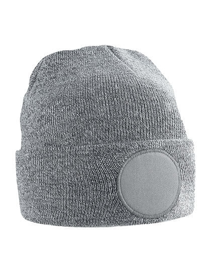 Bonnet Beechfield BF446 gris chiné avec patch rond personnalisable - COCO PYLA Biscarrosse