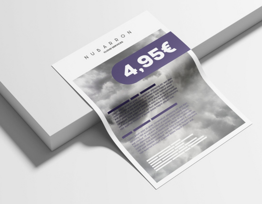Flyers personnalisés format A5 avec prix 4,95€, design moderne avec photo de nuages et texte Coco Pyla