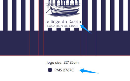 Zone de personnalisation logo sur sac à linge conciergerie - Sublimation textile haute qualité - Dimensions logo optimales COCO PYLA