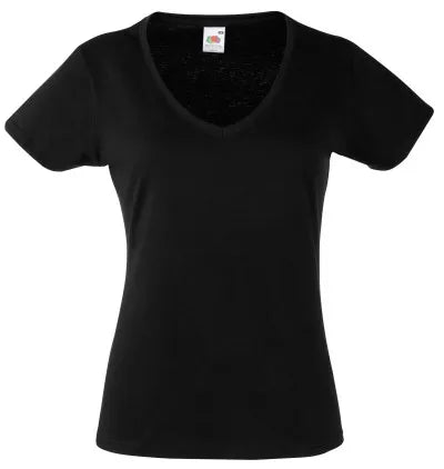 T-shirt col V femme Fruit of the Loom noir Black personnalisation A4 incluse COCO PYLA Biscarrosse
