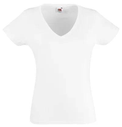 T-shirt col V femme Fruit of the Loom blanc 61-398-0 personnalisable COCO PYLA Biscarrosse

