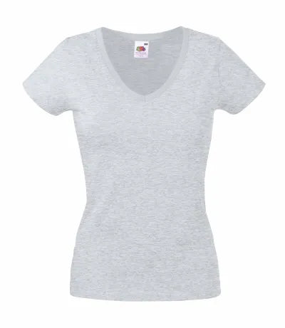 T-shirt col V femme Fruit of the Loom gris chiné Heather Grey COCO PYLA Biscarrosse Plage
